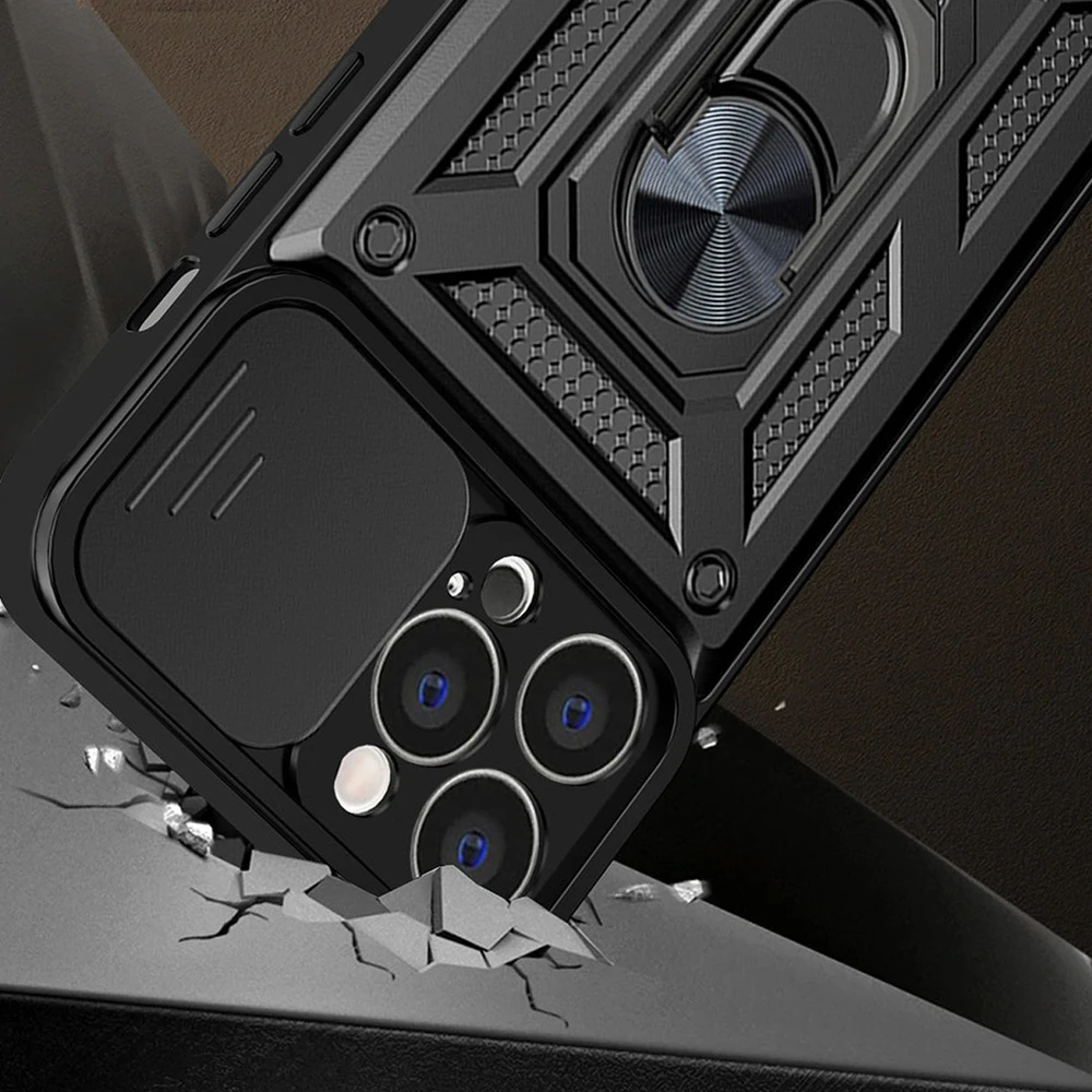 Hurtel Hybrid Armor Camshield dėklas skirtas Realme 10 Pro+, juodas