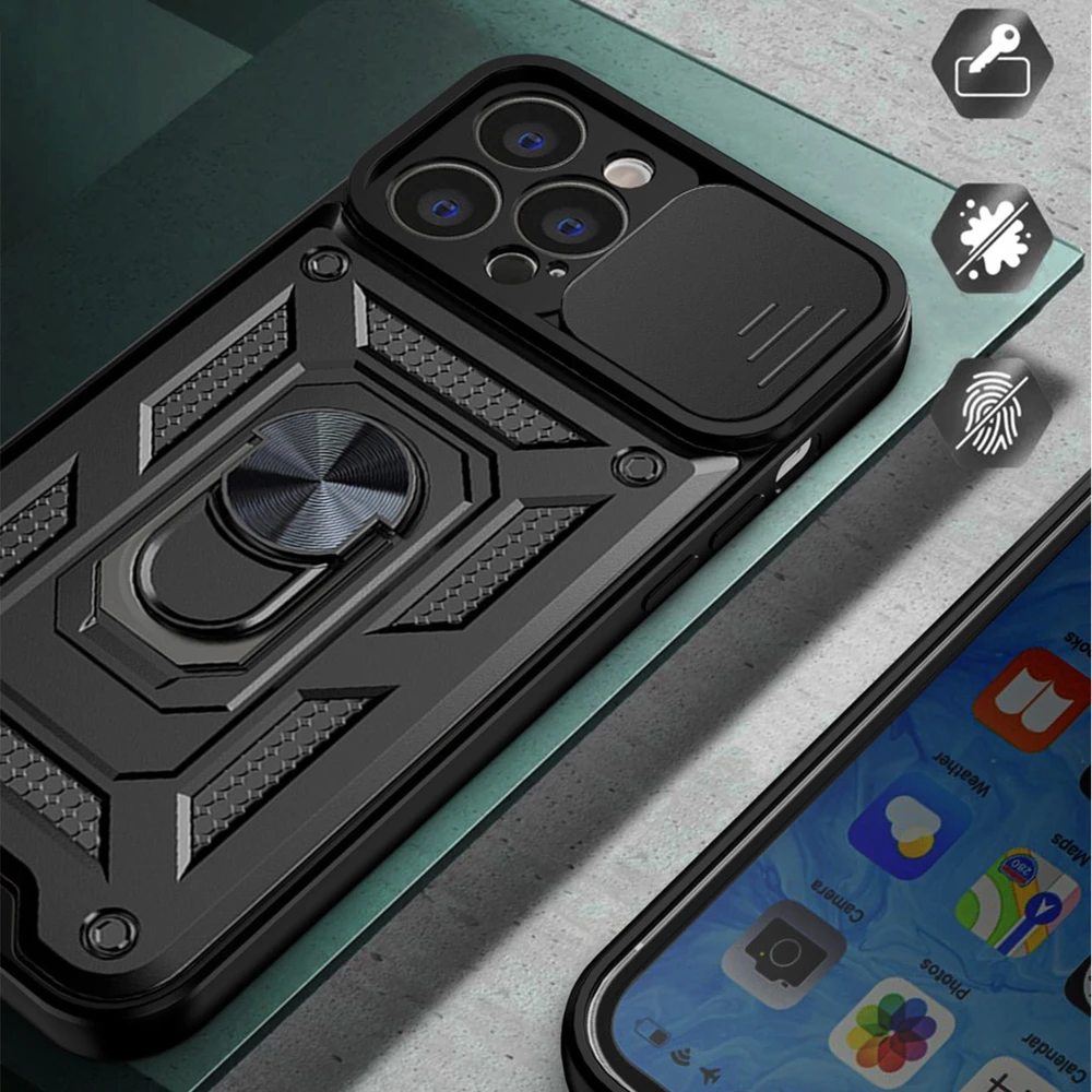 Hurtel Hybrid Armor Camshield dėklas skirtas iPhone 14 Pro Max, juodas