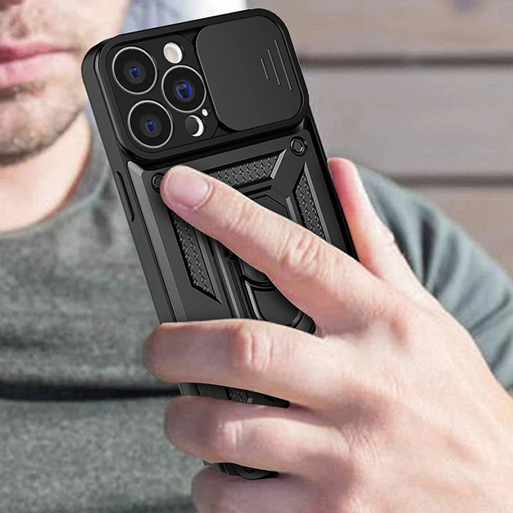 Hurtel Hybrid Armor Camshield dėklas skirtas Realme 10 Pro, juodas