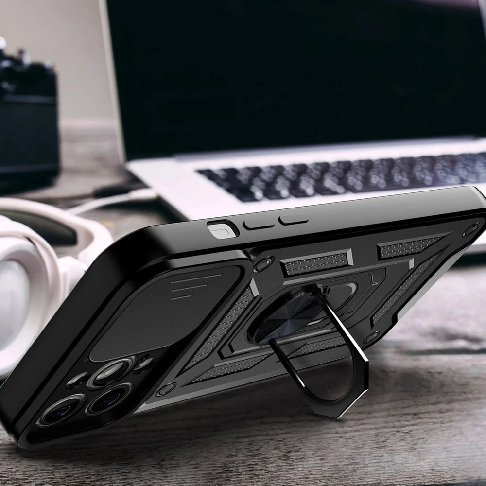 Hurtel Hybrid Armor Camshield dėklas skirtas iPhone 14 Pro Max, juodas