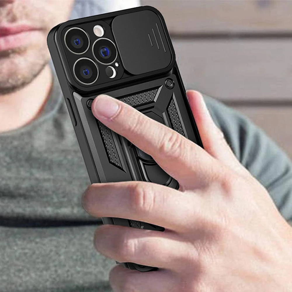 Hurtel Hybrid Armor Camshield dėklas skirtas iPhone 13 Pro, rožinis
