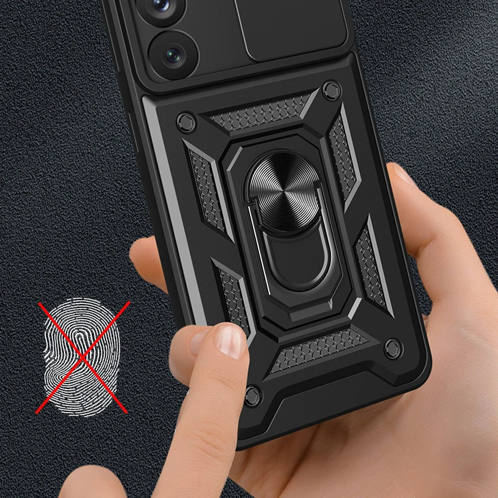 Hurtel Hybrid Armor Camshield dėklas skirtas Samsung Galaxy S23+, mėlynas