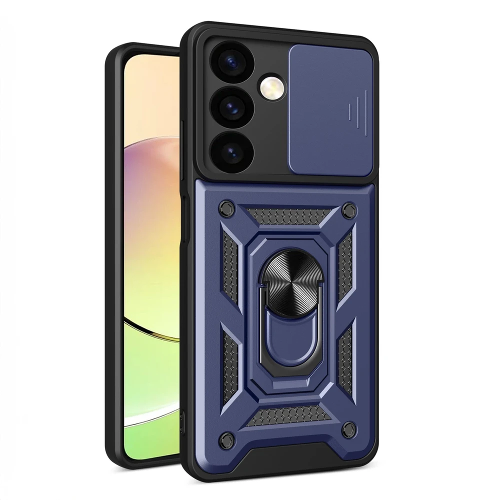 Hurtel Hybrid Armor Camshield Xiaomi Poco C65 / Redmi 13C armored camera cover – dėklas telefonui mėlynos spalvos