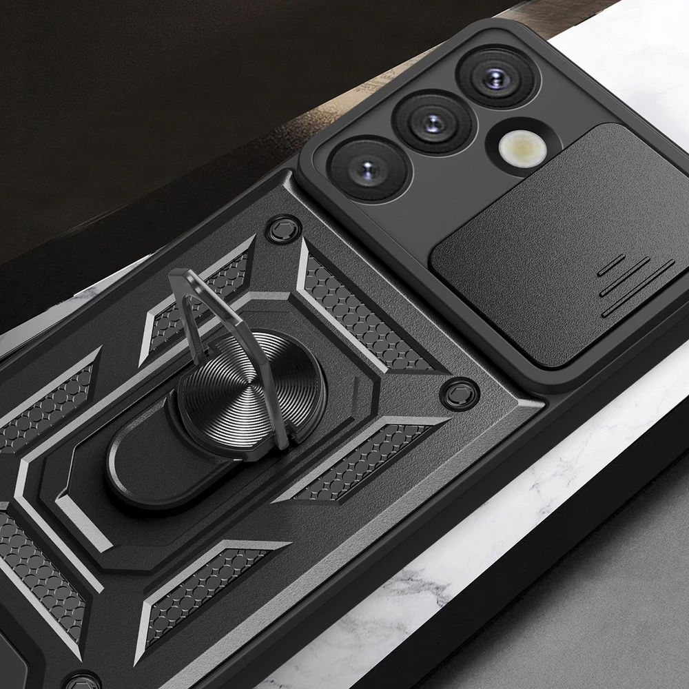 Hurtel Hybrid Armor Camshield Samsung Galaxy S25 – dėklas telefonui juodos spalvos