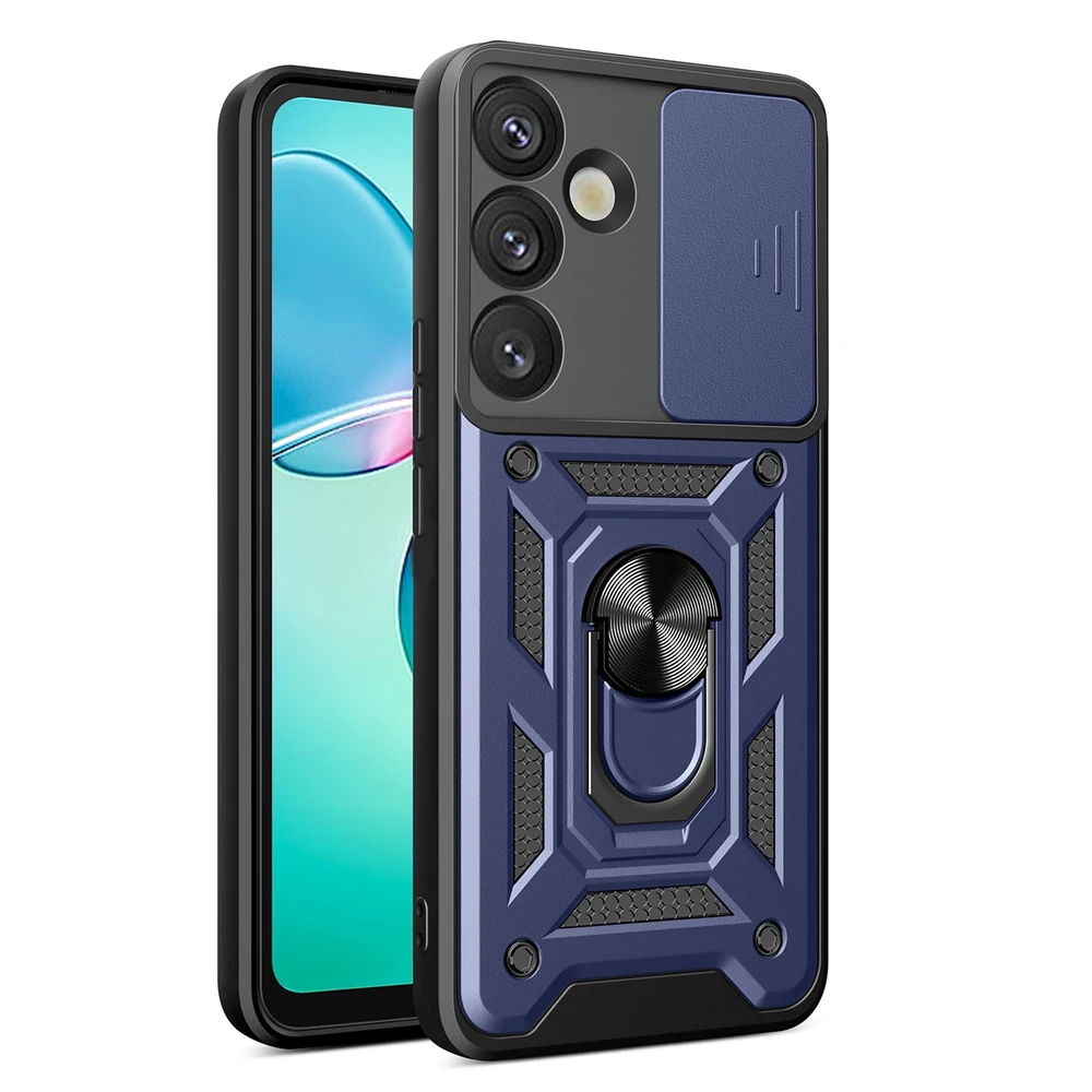 Hurtel Hybrid Armor Camshield Samsung Galaxy S25 Plus – dėklas telefonui mėlynos spalvos