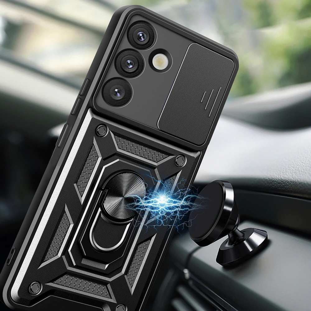 Hurtel Hybrid Armor Camshield Samsung Galaxy S25 Plus – dėklas telefonui juodos spalvos