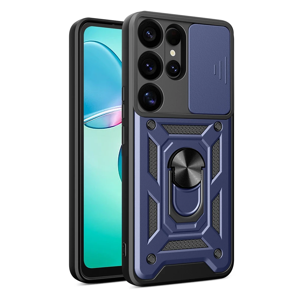 Hurtel Hybrid Armor Camshield Samsung Galaxy S25 Ultra – dėklas telefonui mėlynos spalvos