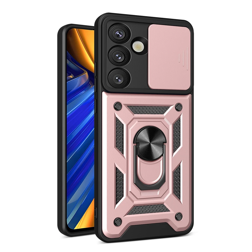 Hurtel Hybrid Armor Camshield Samsung Galaxy S25 – dėklas telefonui rožinės spalvos
