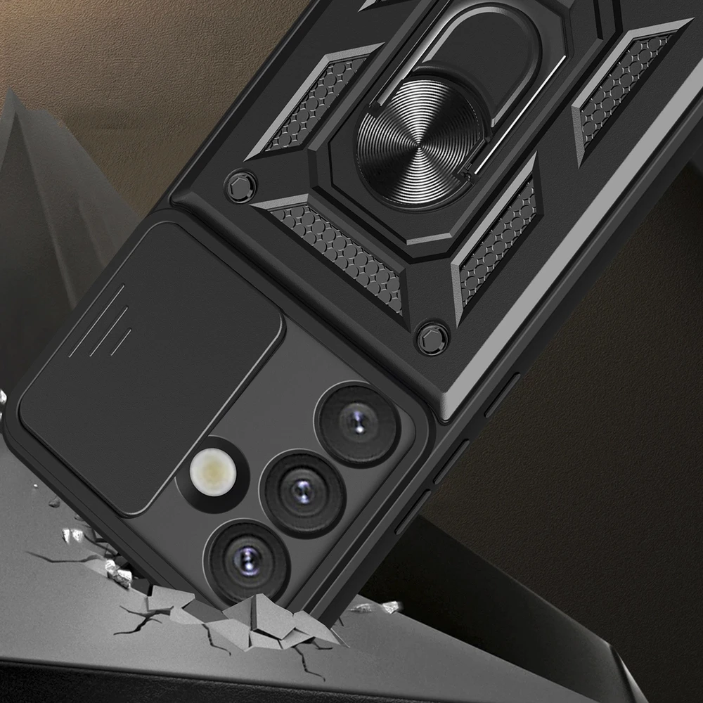 Hurtel Hybrid Armor Camshield Samsung Galaxy S25 – dėklas telefonui juodos spalvos
