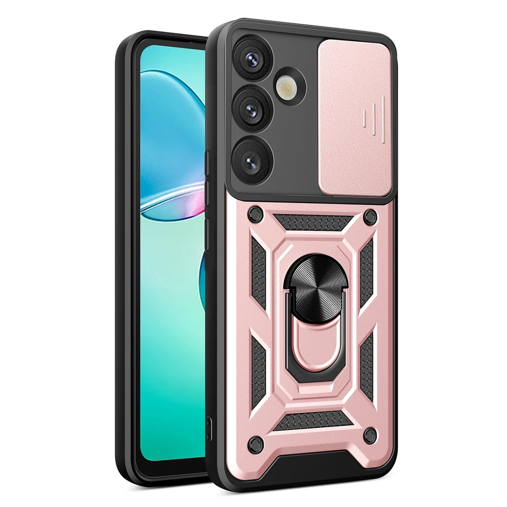 Hurtel Hybrid Armor Camshield Samsung Galaxy S25 Plus – dėklas telefonui rožinės spalvos