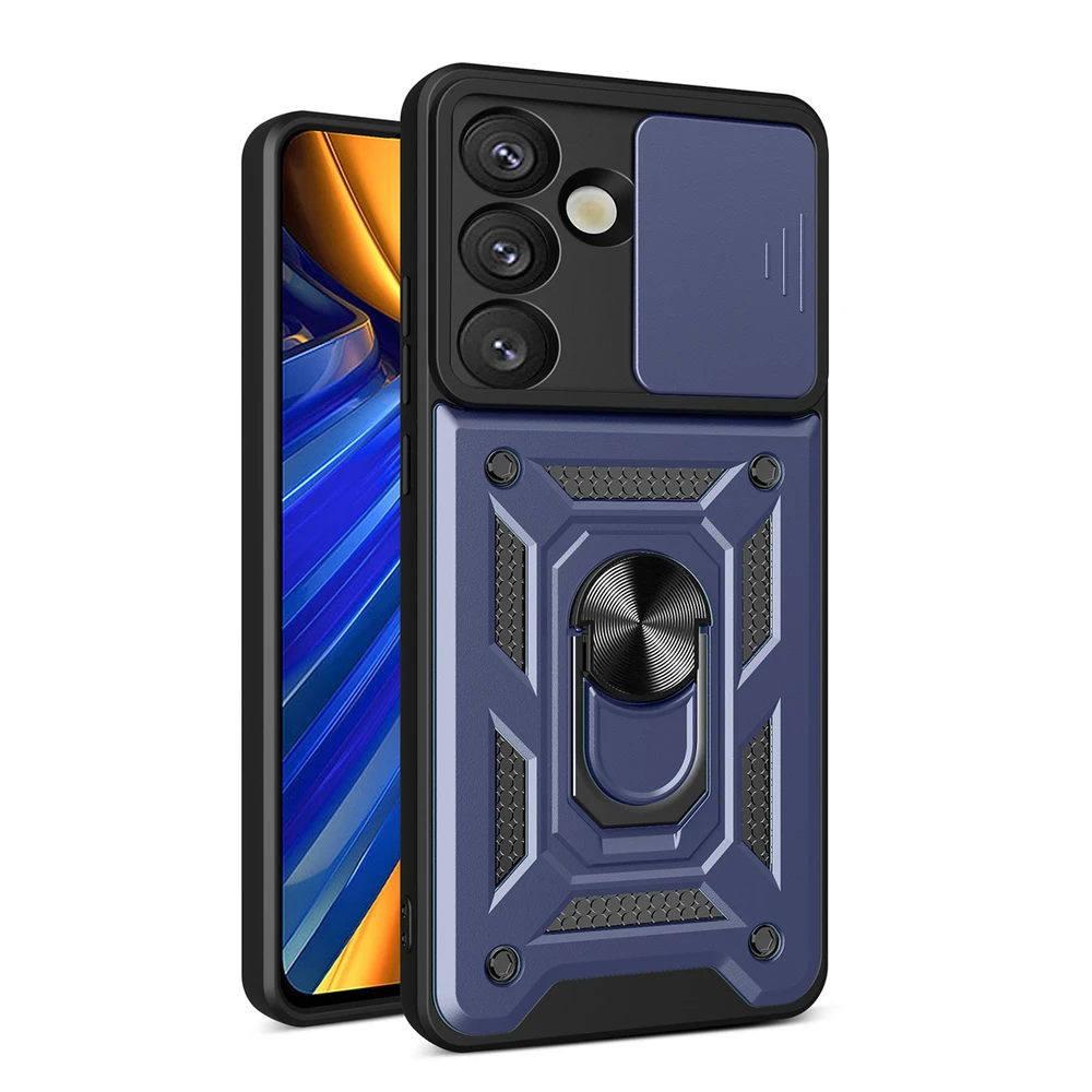 Hurtel Hybrid Armor Camshield Samsung Galaxy S25 – dėklas telefonui mėlynos spalvos