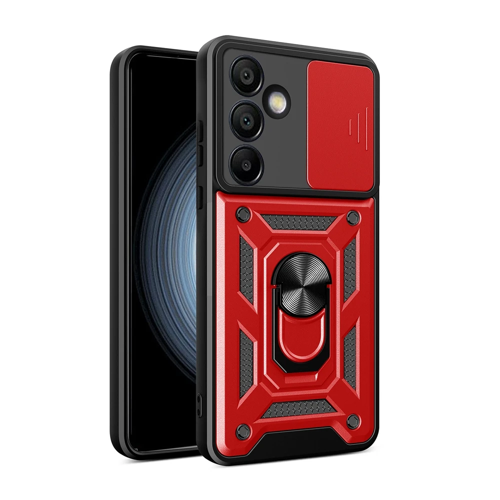 Hurtel Hybrid Armor Camshield Samsung Galaxy S24 FE – dėklas telefonui raudonos spalvos