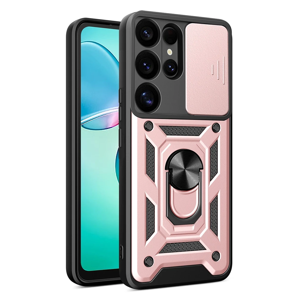 Hurtel pancerne Hybrid Armor Camshield Samsung Galaxy S25 Ultra – dėklas telefonui rožinės spalvos