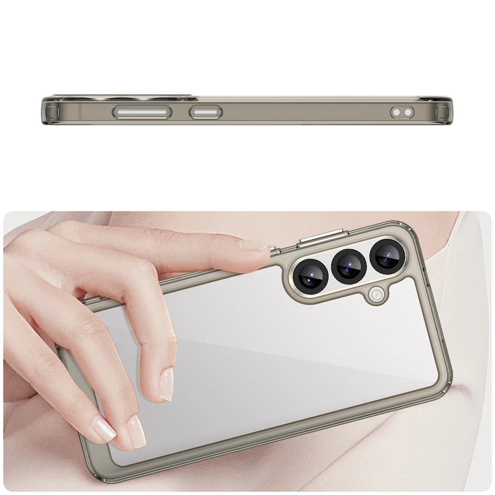 Hurtel Outer Space Samsung Galaxy A36 Cover with Flexible Frame – Semi-dėklas telefonui skaidrus, dėklas telefonui juodos spalvos