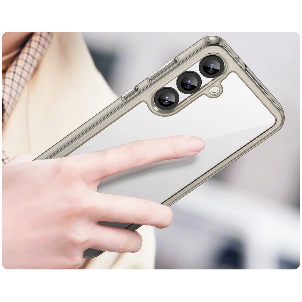 Hurtel Outer Space Samsung Galaxy A36 Cover with Flexible Frame – Semi-dėklas telefonui skaidrus, dėklas telefonui juodos spalvos