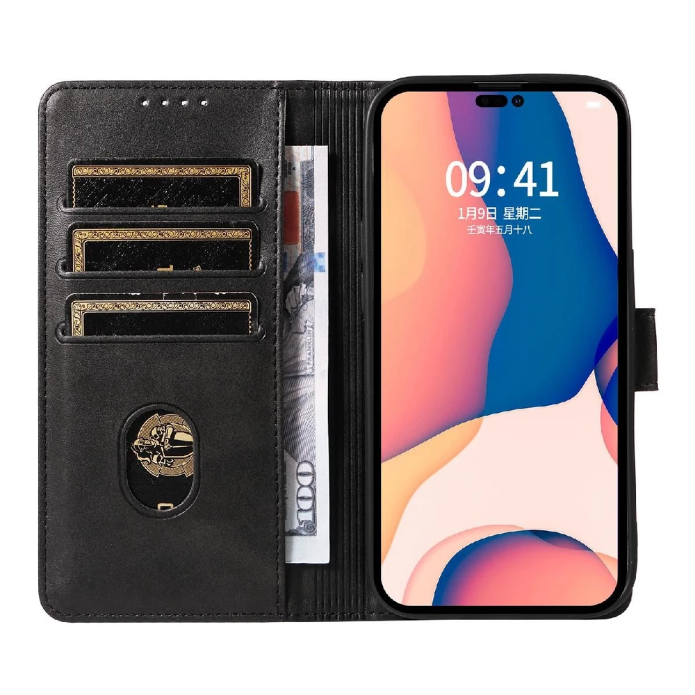 Hurtel Leather Book Apple iPhone 16 Pro Max – dėklas telefonui juodos spalvos