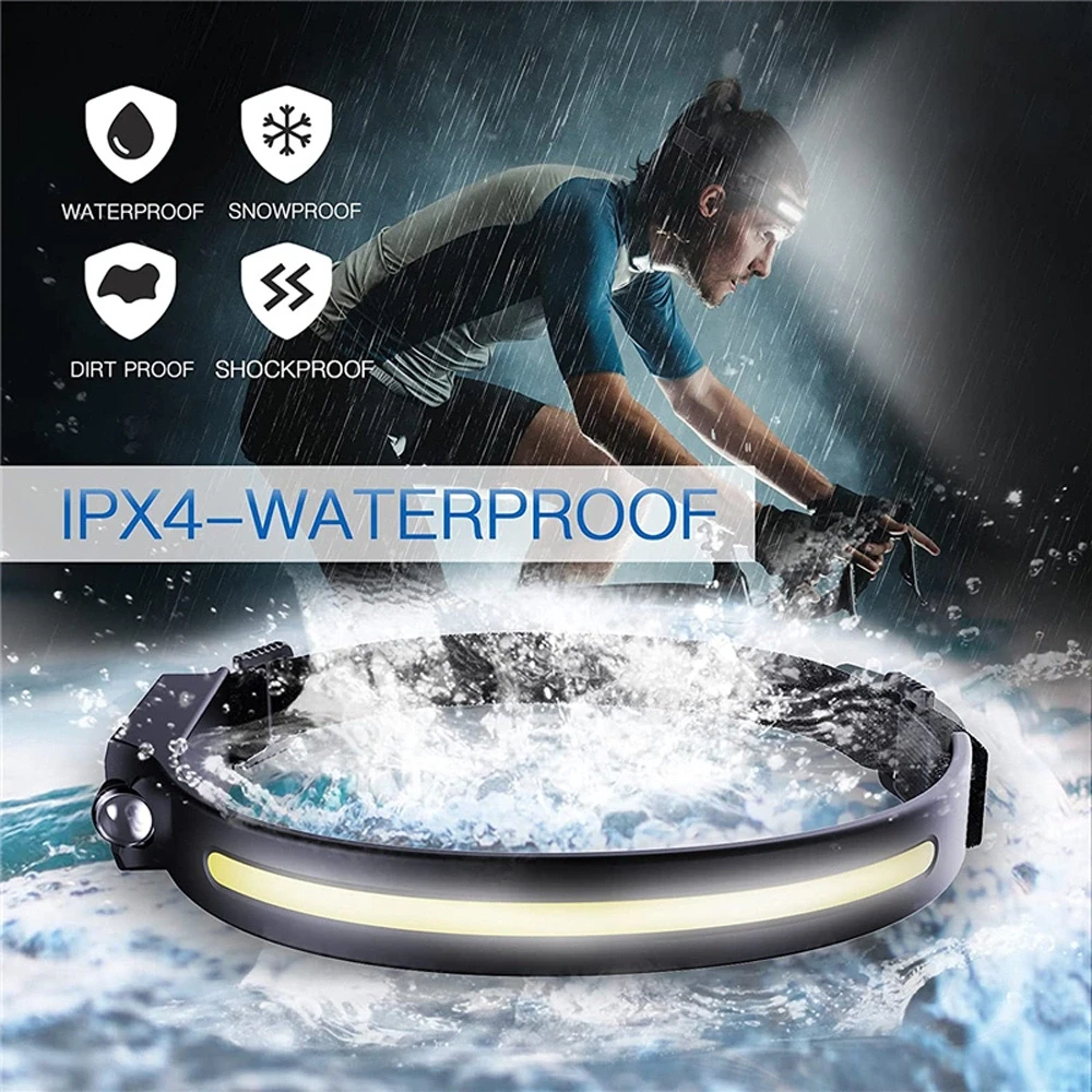 Hurtel LED priekinis žibintas su IPX4 judesio jutikliu USB-C 1200 mAh - juodas