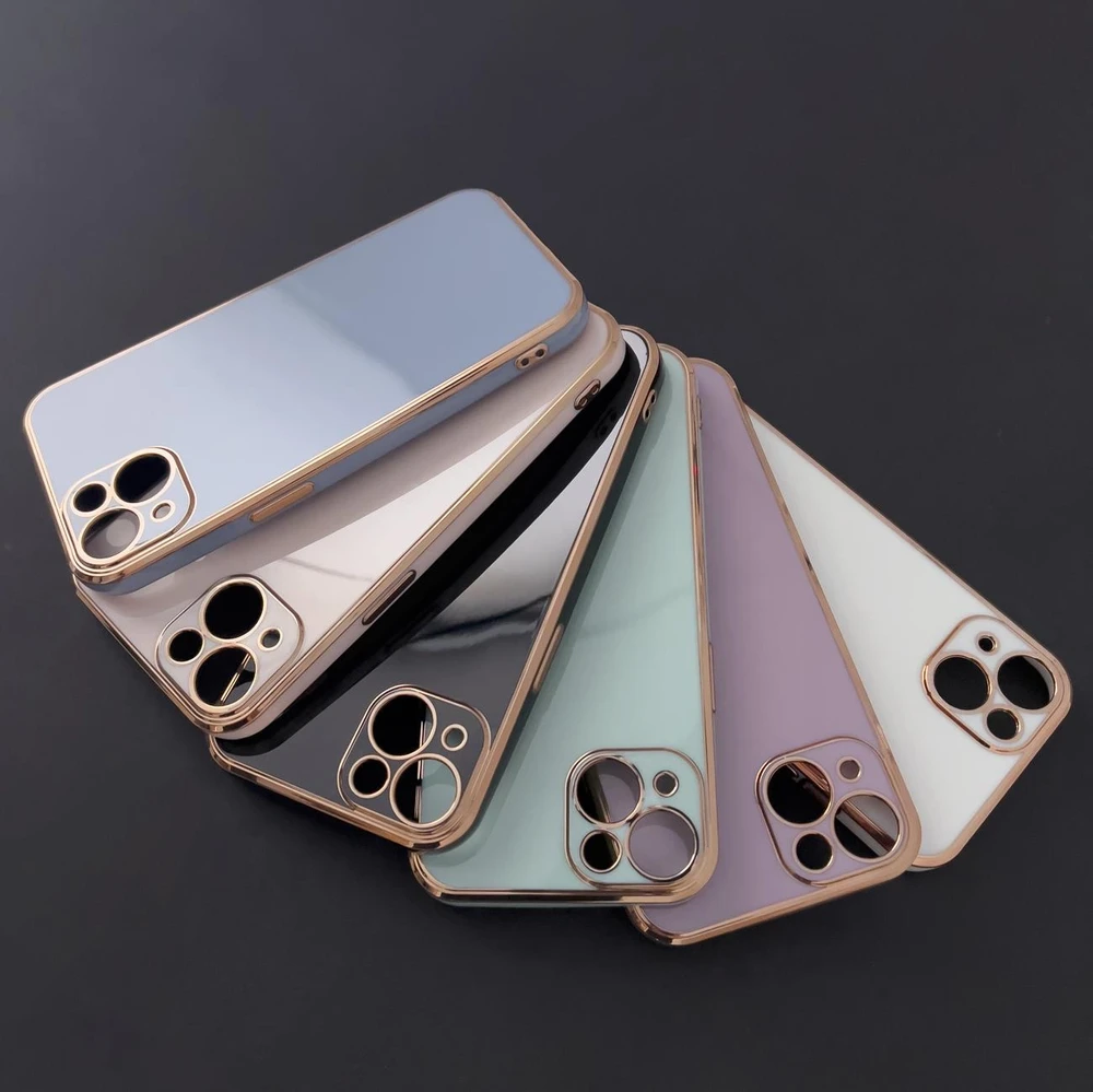 Hurtel Lighting dėklas skirtas iPhone 12 Pro Max, mėtų spalvos su auksniu rėmeliu