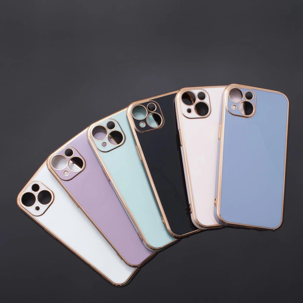 Hurtel Lighting dėklas skirtas iPhone 12 Pro Max, mėtų spalvos su auksniu rėmeliu