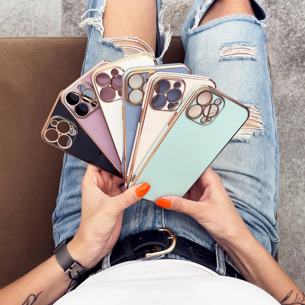 Hurtel Lighting dėklas skirtas Xiaomi Redmi Note 11 Pro, baltos spalvos su auksniu rėmeliu