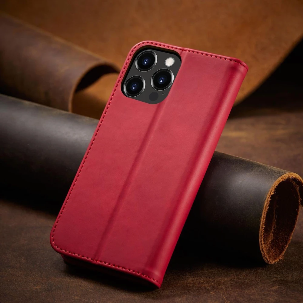 Hurtel Magnet atverčiamas dėklas skirtas iPhone 14 Pro, raudonas