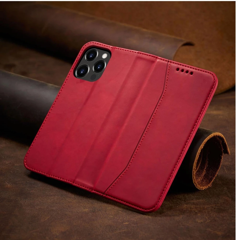 Hurtel Magnet atverčiamas dėklas skirtas iPhone 14 Plus, raudonas