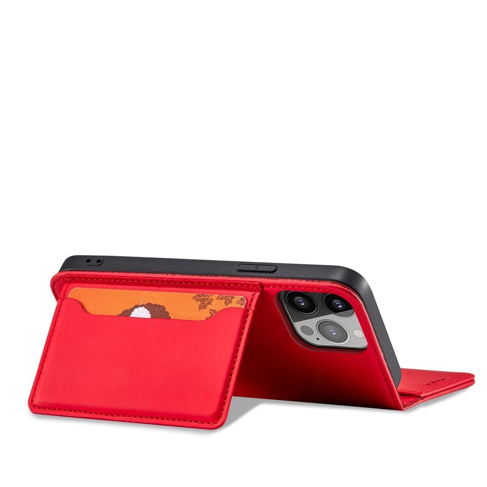 Dėklas Hurtel Magnet Card Samsung Galaxy S23 Plus atverčiamas su stoveliu red