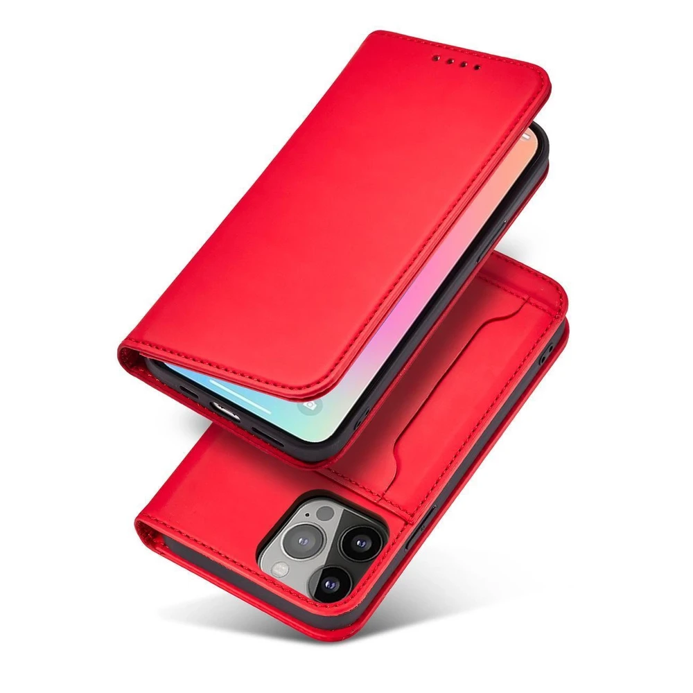 Dėklas Hurtel Magnet Card Samsung Galaxy S23 Plus atverčiamas su stoveliu red