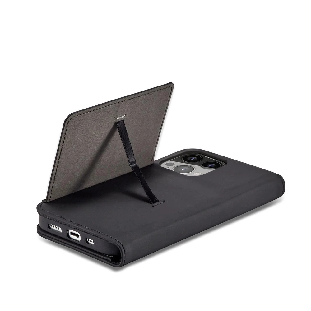 Hurtel Magnet Card dėklas case Apple iPhone 14 Pro Max flip cover wallet stand dėklas telefonui juodos spalvos