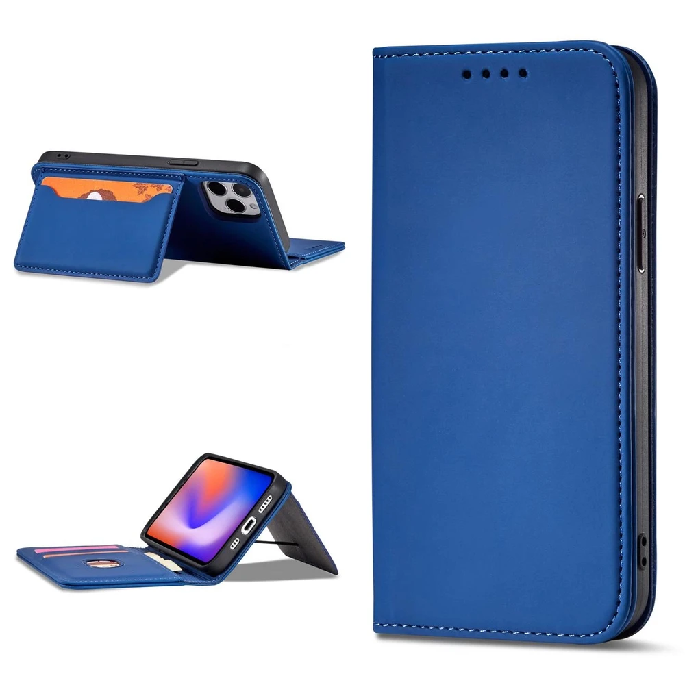 Hurtel Magnet Card dėklas skirtas iPhone 12 Pro Max, mėlynas