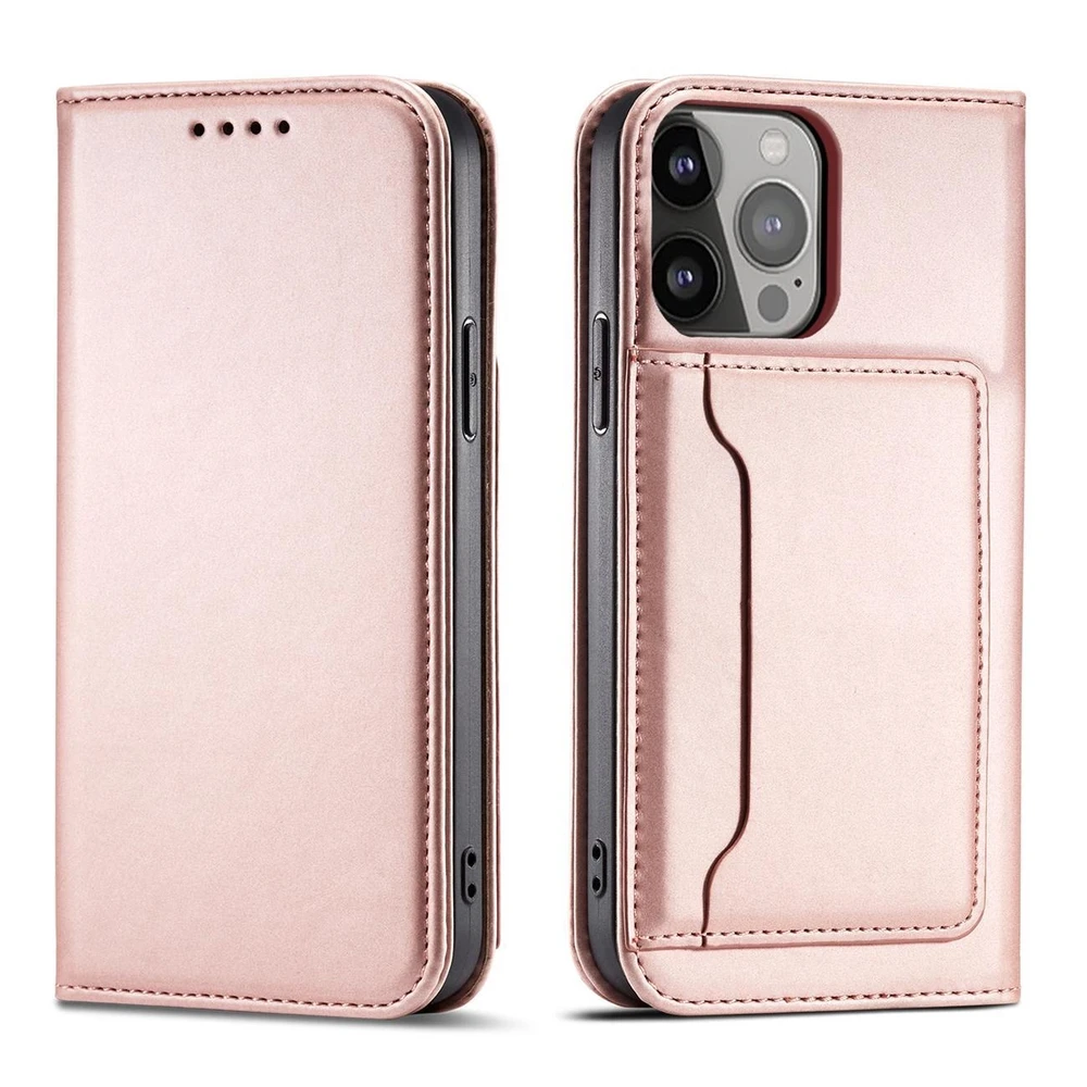 Hurtel Magnet Card dėklas skirtas iPhone 13 Pro Max, rožinis