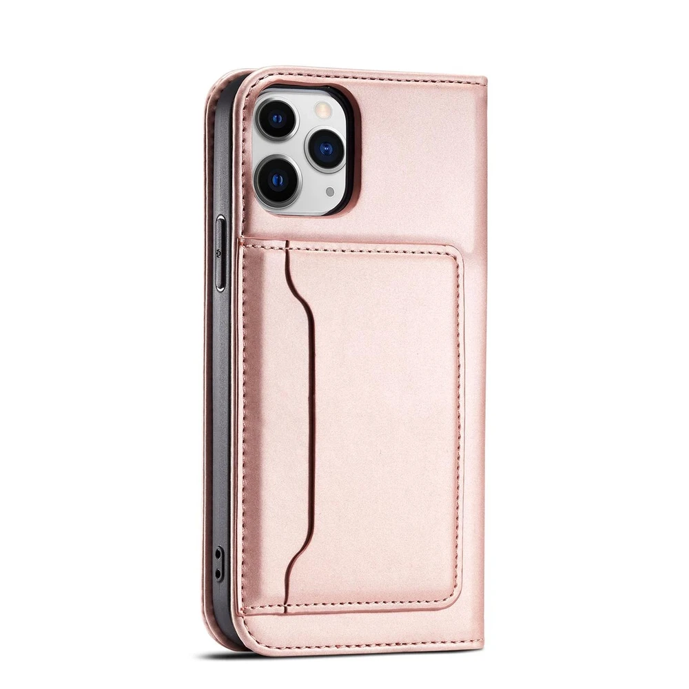 Hurtel Magnet Card dėklas skirtas iPhone 12 Pro Max, rožinis