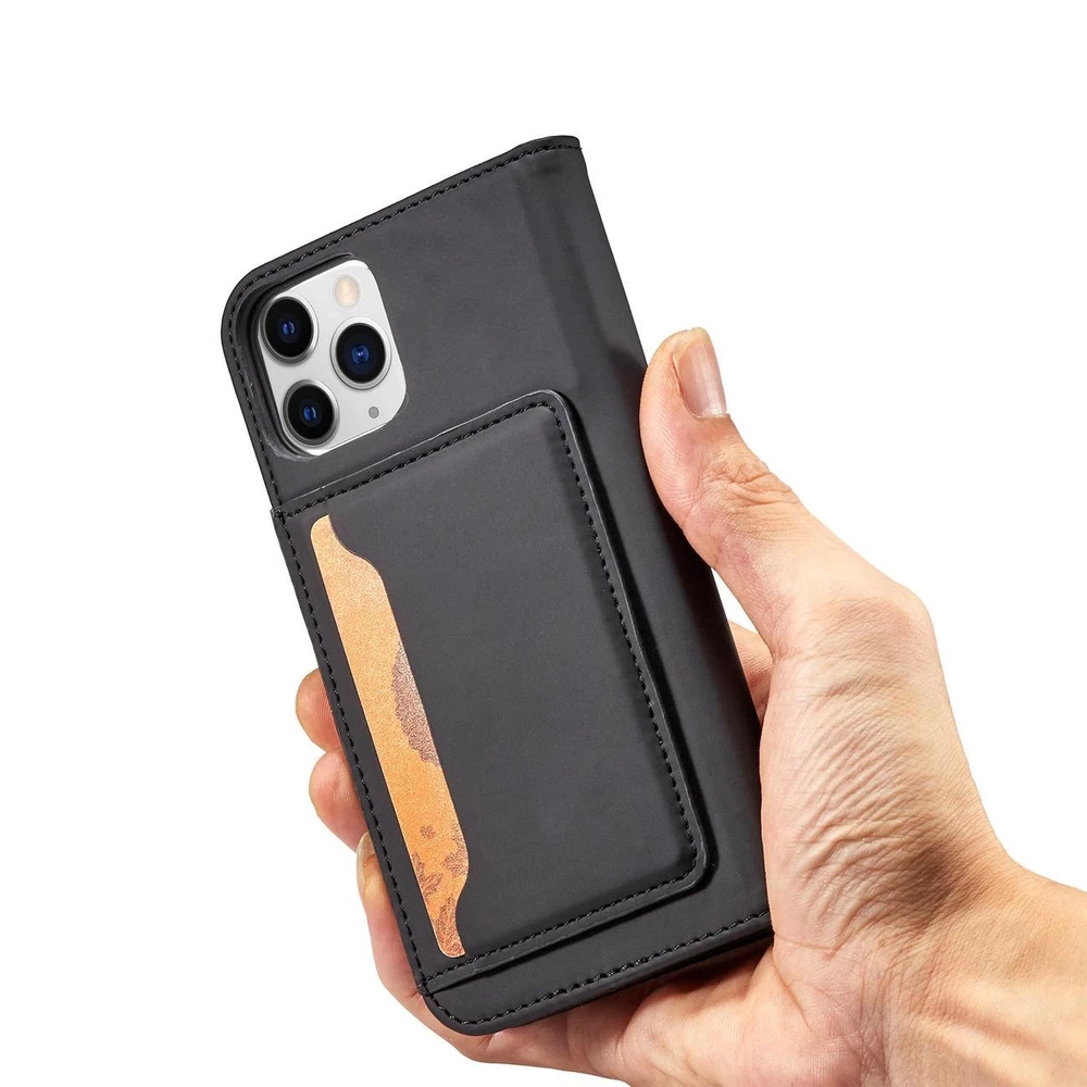 Hurtel Magnet Card dėklas skirtas iPhone 12 Pro, juodas