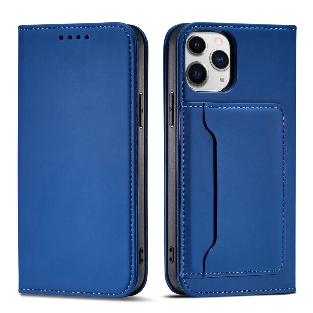 Hurtel Magnet Card dėklas skirtas iPhone 12 Pro Max, mėlynas