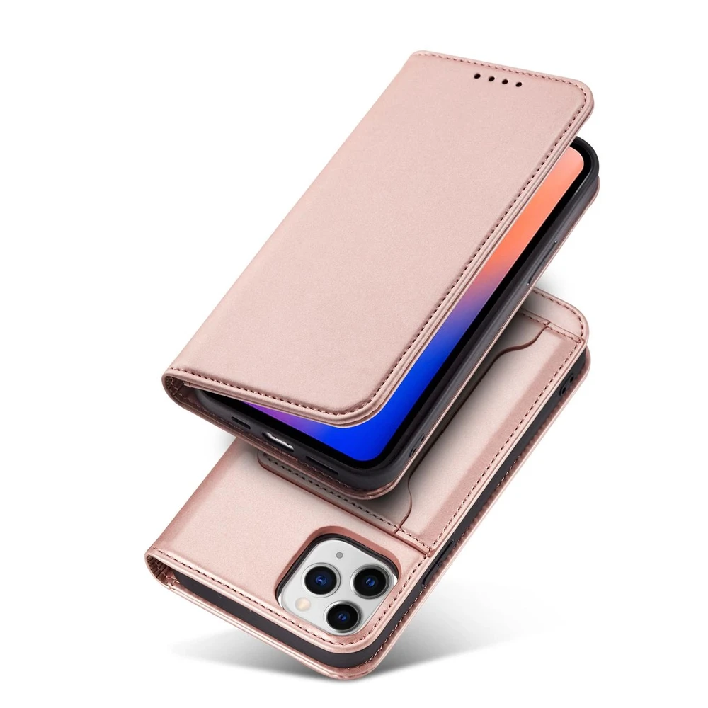 Hurtel Magnet Card dėklas skirtas iPhone 12 Pro Max, rožinis
