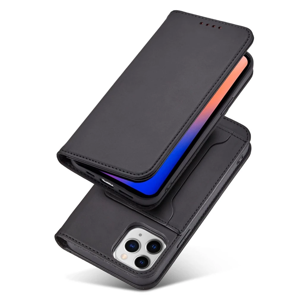 Hurtel Magnet Card dėklas skirtas iPhone 12 Pro Max, juodas