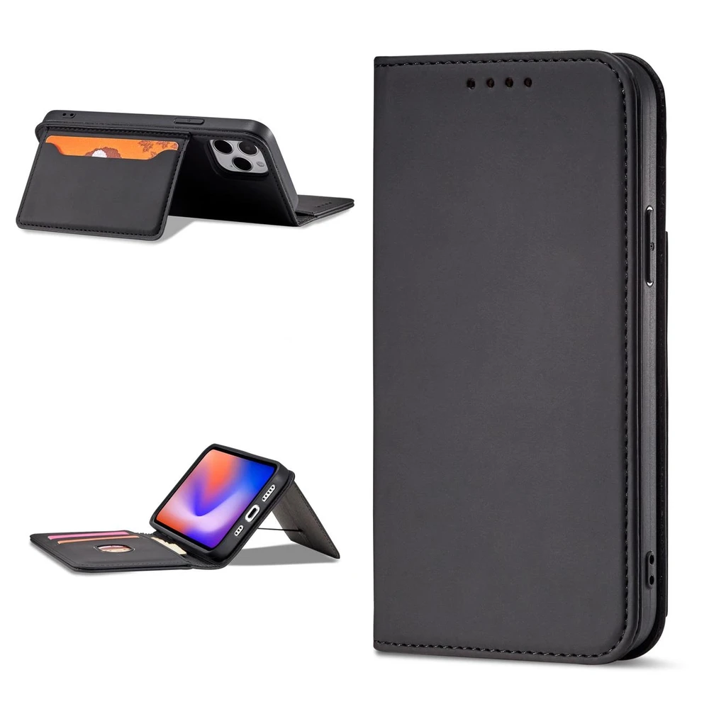 Hurtel Magnet Card dėklas skirtas iPhone 12 Pro Max, juodas