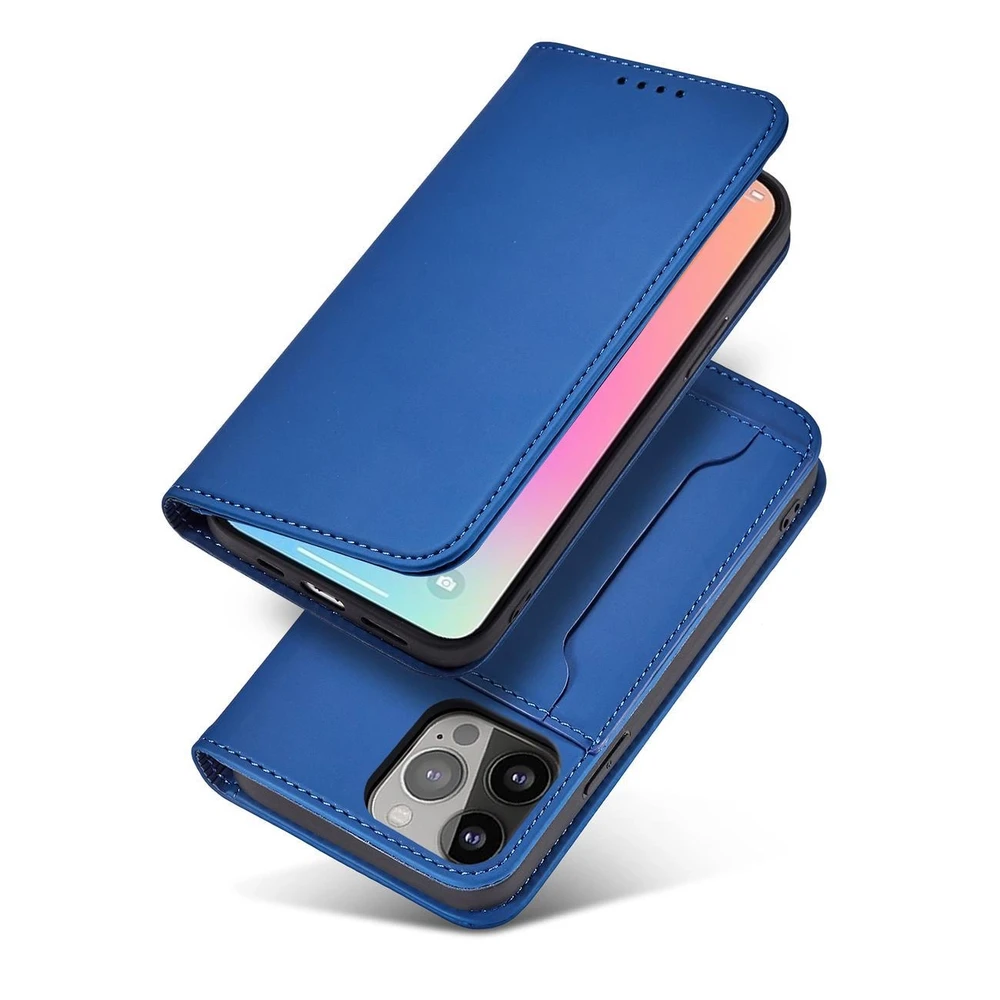 Hurtel Magnet Card dėklas skirtas iPhone 13 Pro Max, mėlynas