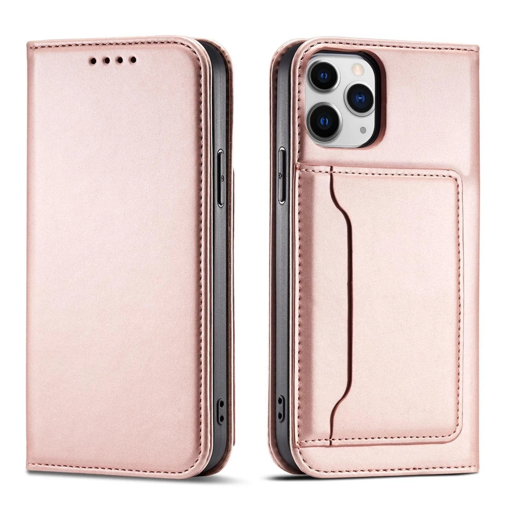 Hurtel Magnet Card dėklas skirtas iPhone 12 Pro, rožinis