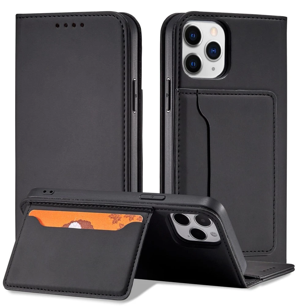 Hurtel Magnet Card dėklas skirtas iPhone 12 Pro, juodas