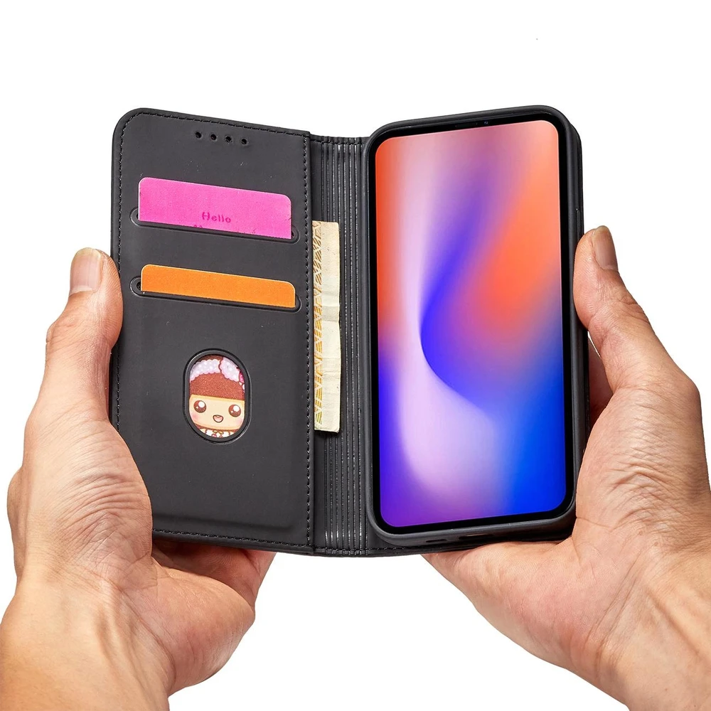 Hurtel Magnet Card dėklas skirtas iPhone 12 Pro Max, juodas