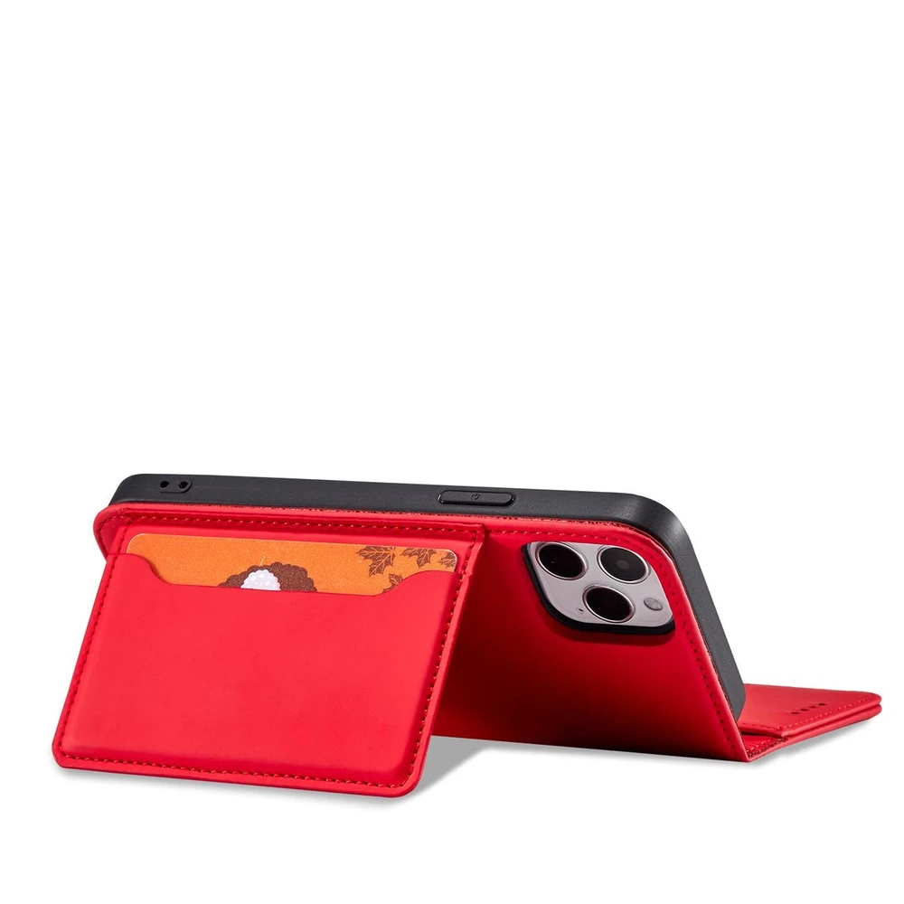 Hurtel Magnet Card dėklas skirtas iPhone 12 Pro Max, raudonas