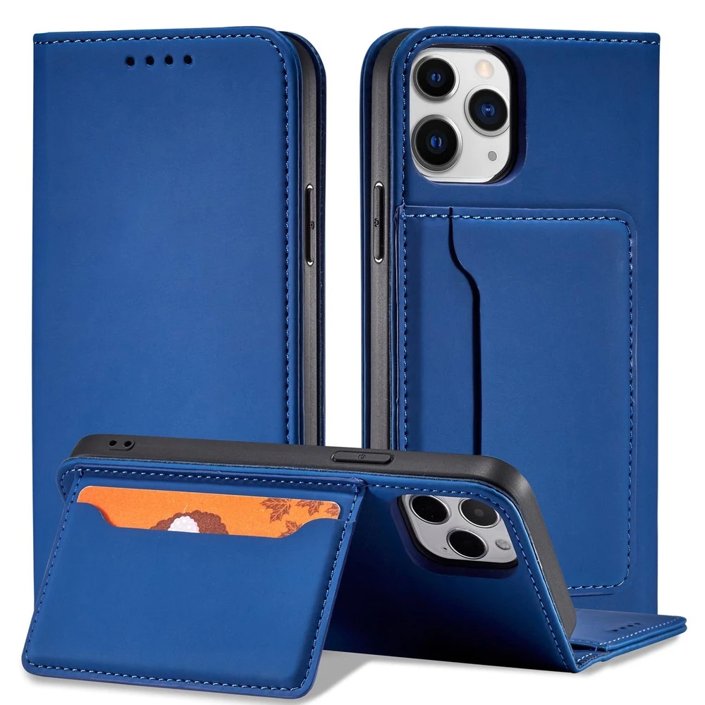 Hurtel Magnet Card dėklas skirtas iPhone 12 Pro Max, mėlynas