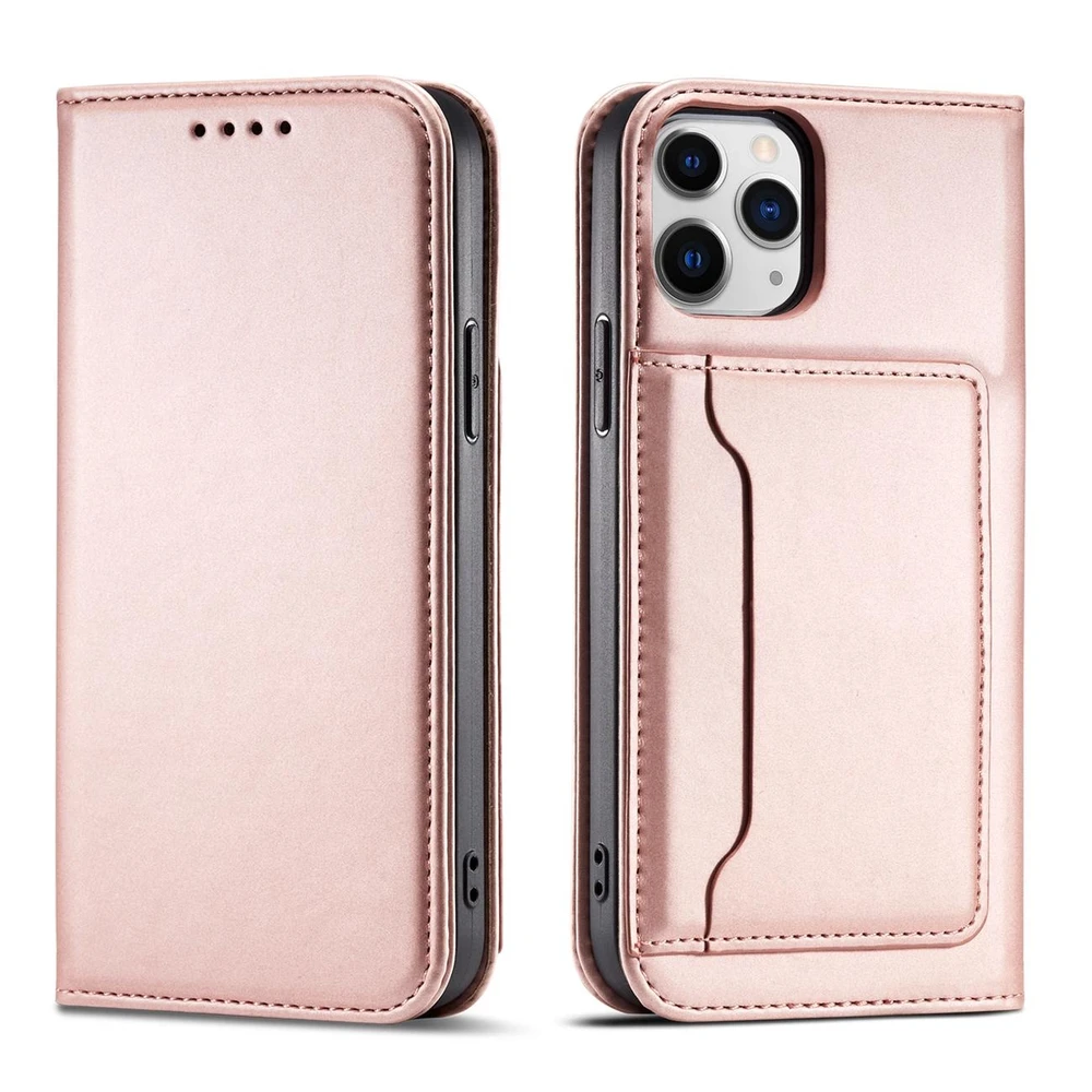 Hurtel Magnet Card dėklas skirtas iPhone 12 Pro Max, rožinis