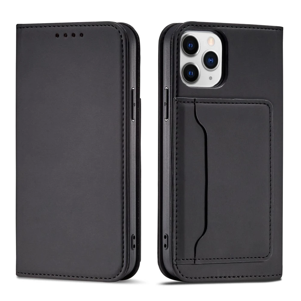 Hurtel Magnet Card dėklas skirtas iPhone 12 Pro Max, juodas
