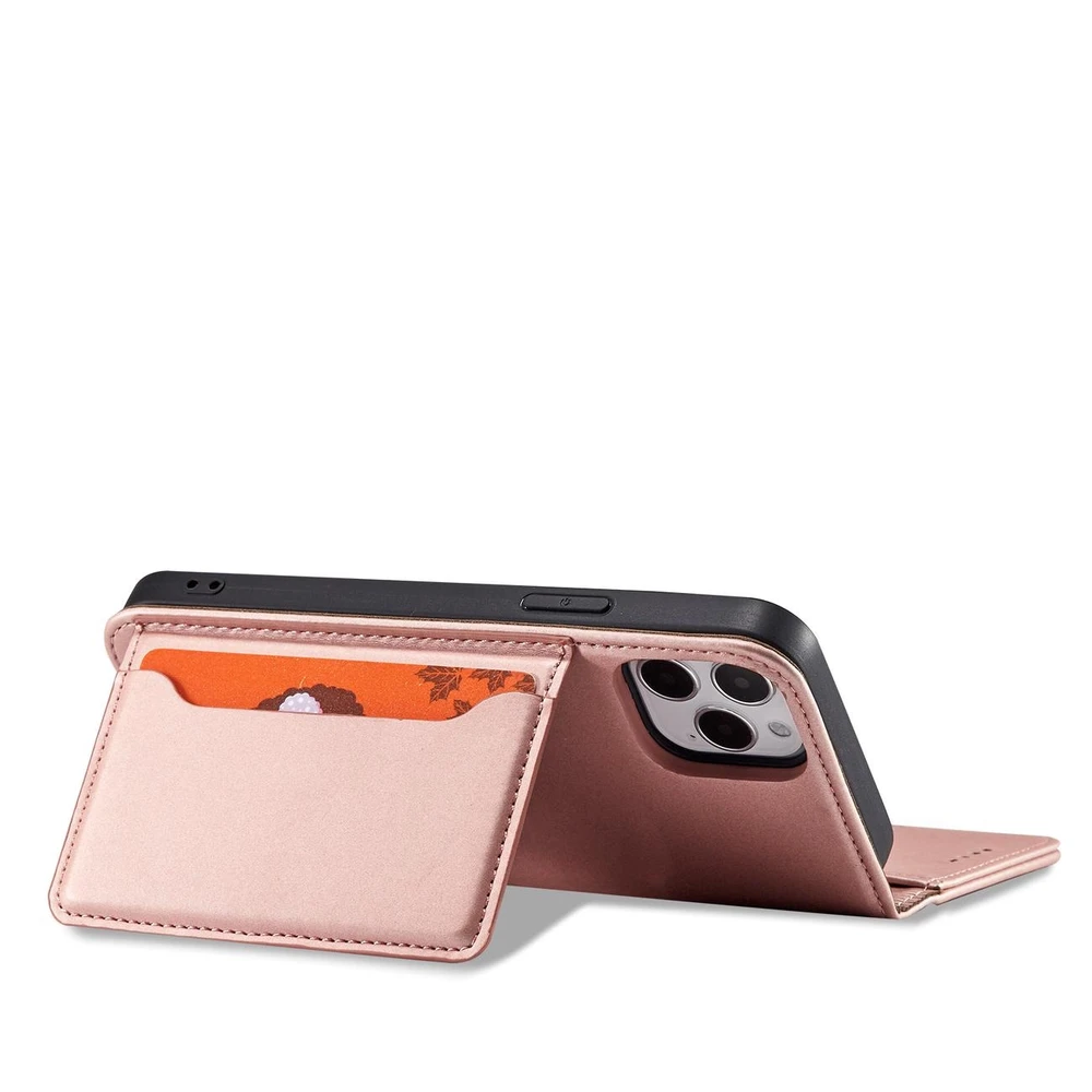 Hurtel Magnet Card dėklas skirtas iPhone 12 Pro Max, rožinis
