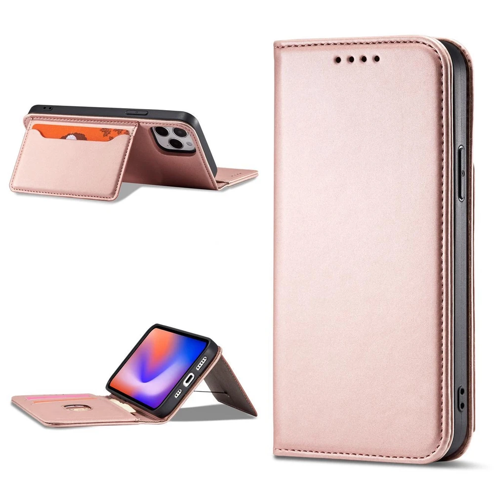 Hurtel Magnet Card dėklas skirtas iPhone 12 Pro, rožinis