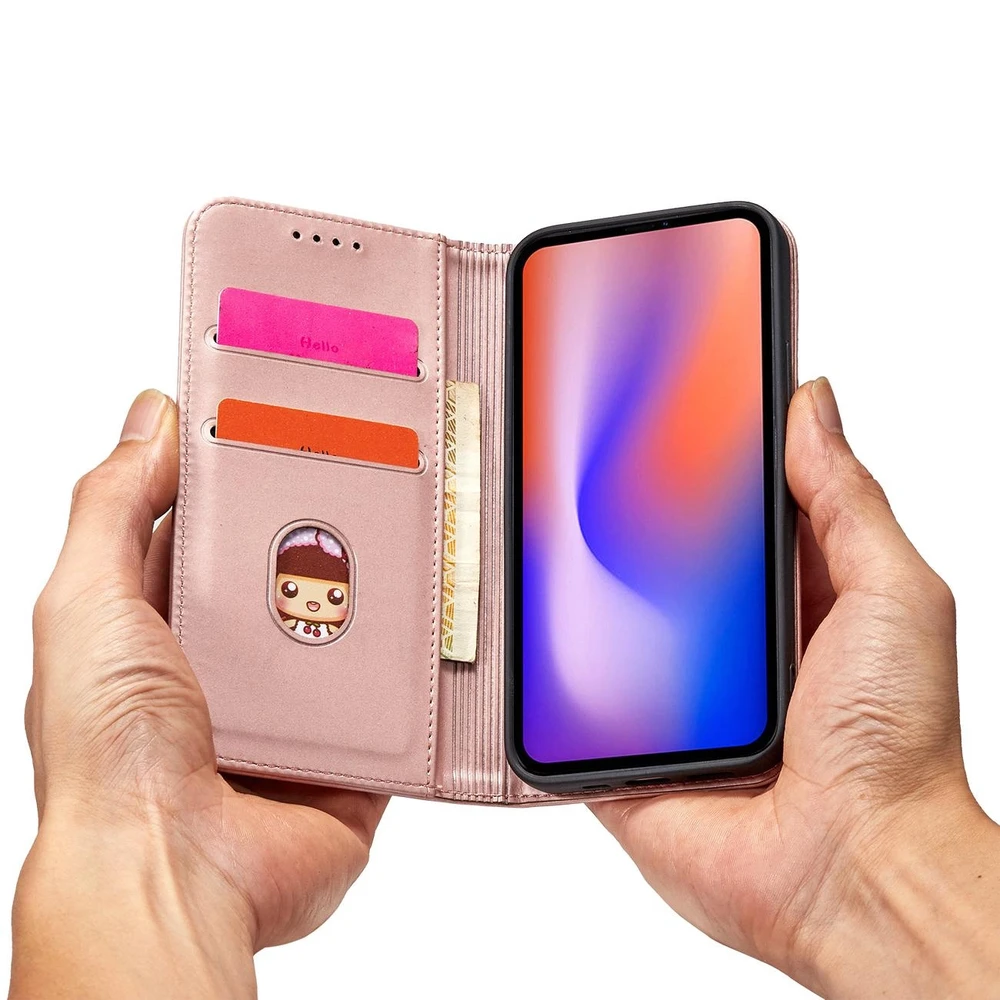 Hurtel Magnet Card dėklas skirtas iPhone 12 Pro Max, rožinis