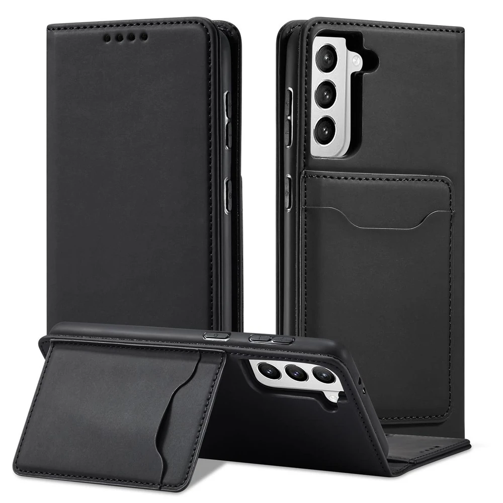 Hurtel Magnet Card dėklas skirtas Samsung Galaxy S22 + (S22 Plus), juodas