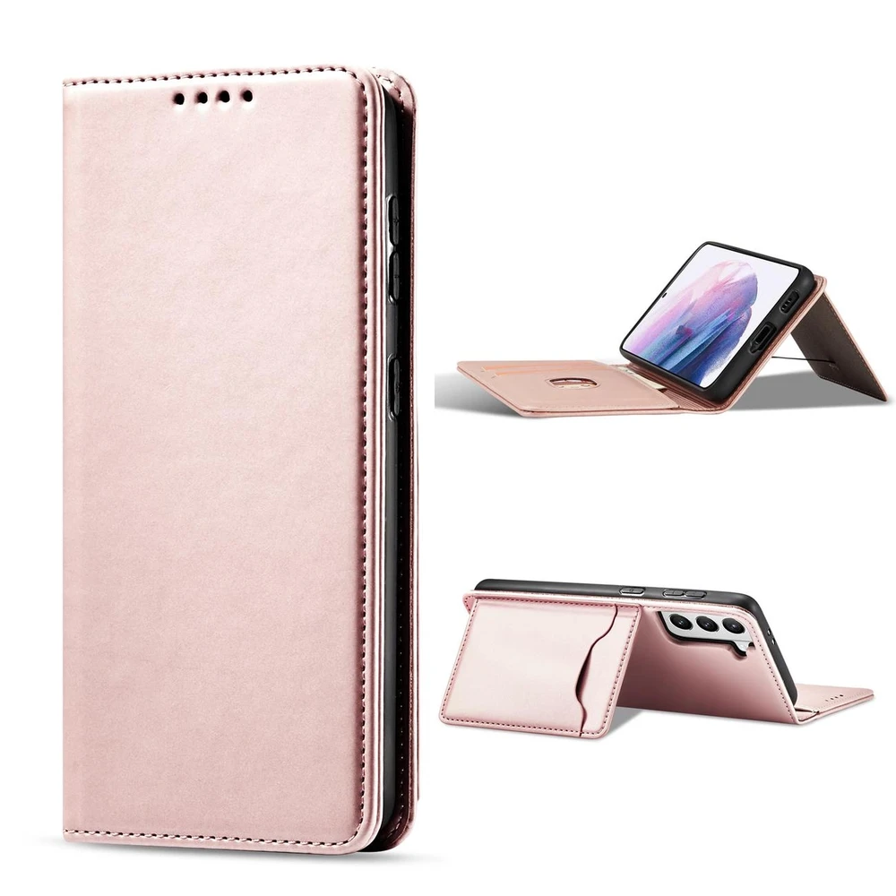Hurtel Magnet Card dėklas skirtas Samsung Galaxy S22 + (S22 Plus), rožinis
